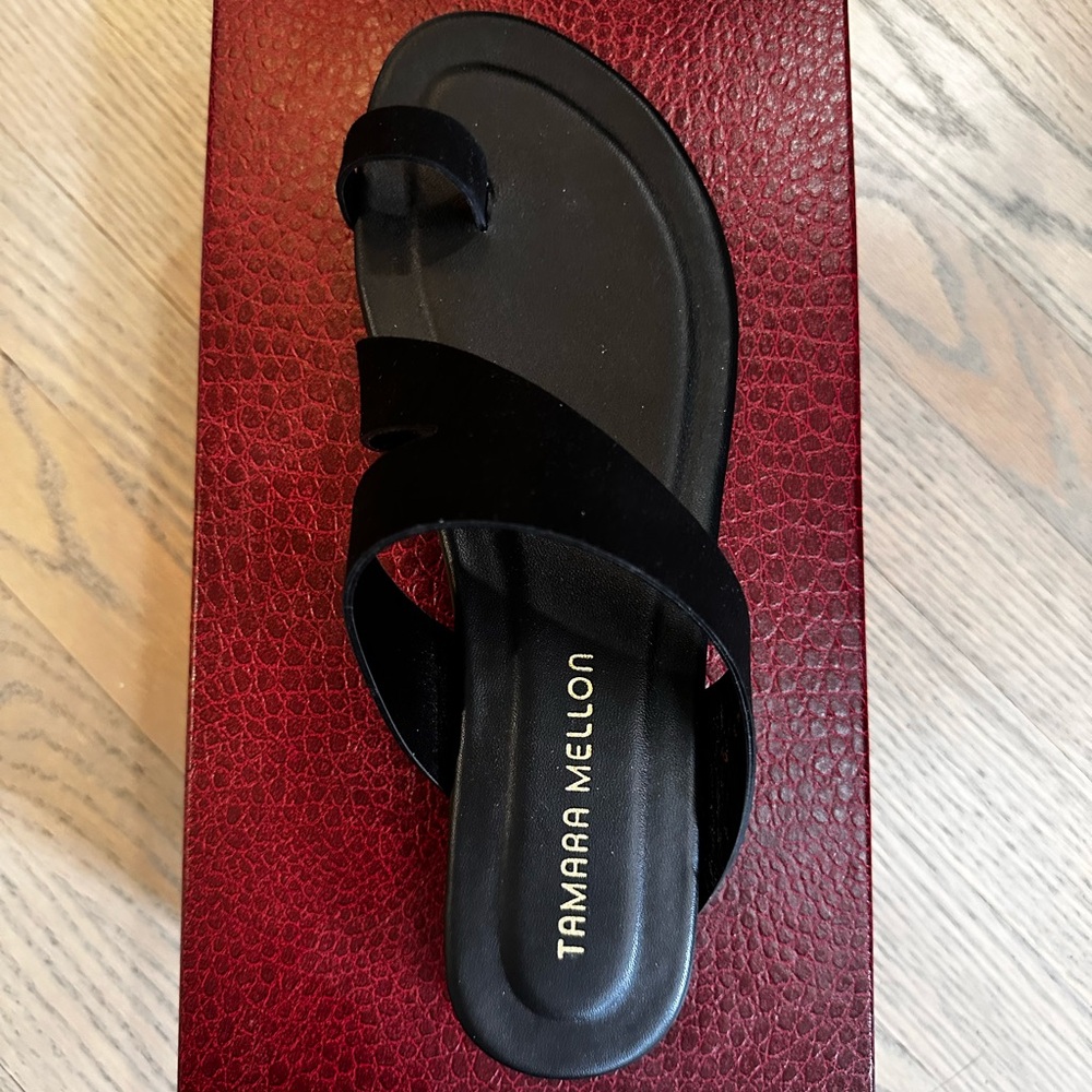 Tamara Mellon Elegant Black Slide Sandals